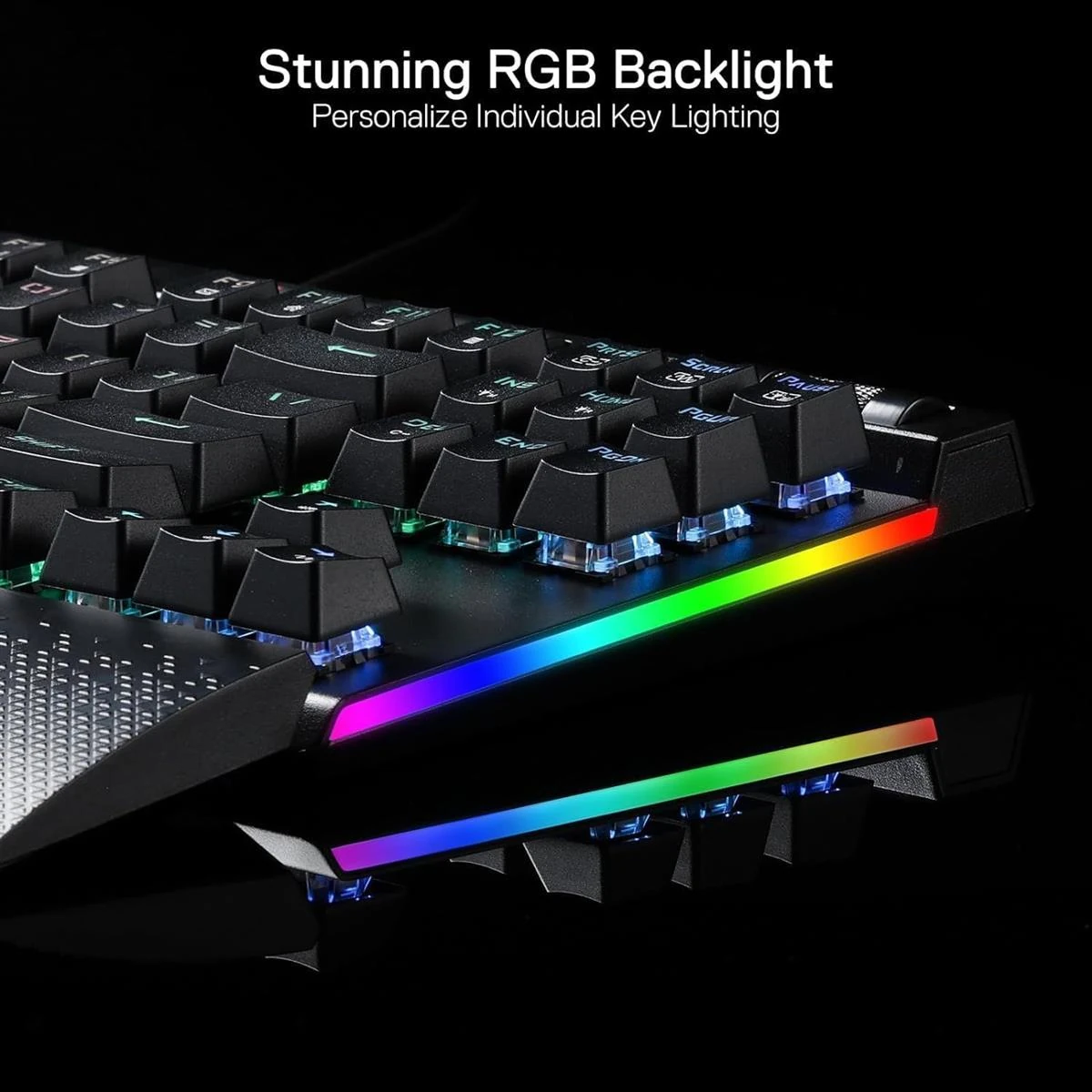 Redragon K587 Magic-Wand Pro TKL RGB 3-Mode Wireless Mechanical 87 Keys Gaming Keyboard, 9 Dedicated Macro Keys, Media Control w/Detachable Wrist Rest, Hot-Swap Linear Red Switches - Image 3