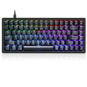Skyloong GK84 SK84 80% Wireless Mechanical Gaming Keyboard, Bluetooth/2.4GHz/USB-C, RGB Illuminated LED Backlit Programmable, for PC/Mac Gamer - Black