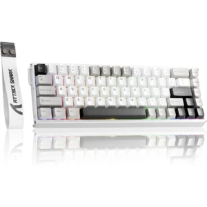 Attack Shark X68Max HE Wired Rapid Trigger Mechanical Creamy TKL RGB Gaming Keyboard with Full Aluminum CNC, 8K Polling, 0.005mm Accuracy, Hall Effect Magnetic Switch, NKRO, Driver for PC (Star White)
