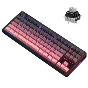 Aula F87 Pro Wireless Mechanical Keyboard, 75% TKL Custom Hot Swappable Gaming Keyboards with PBT Keycaps, Pre-LubedSwitches, RGB Backlit Creamy Keyboard, 2.4GHz/USB-C/BT5.0 (Gradient Pink)