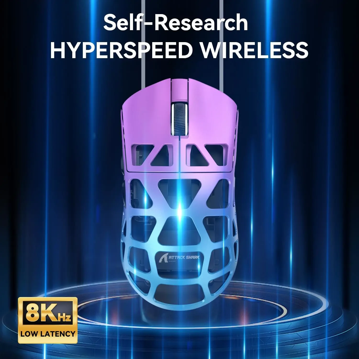 Attack Shark R3 46g Superlight Magnesium Alloy Wireless Gaming Mouse, BT/2.4Ghz/Wired Computer Mouse, 8000Hz Wireless Polling Rate, PAW3395 26K DPI Sensor, Programmable Mice, PC/Laptop/Mac (Purple Blue) - Image 6