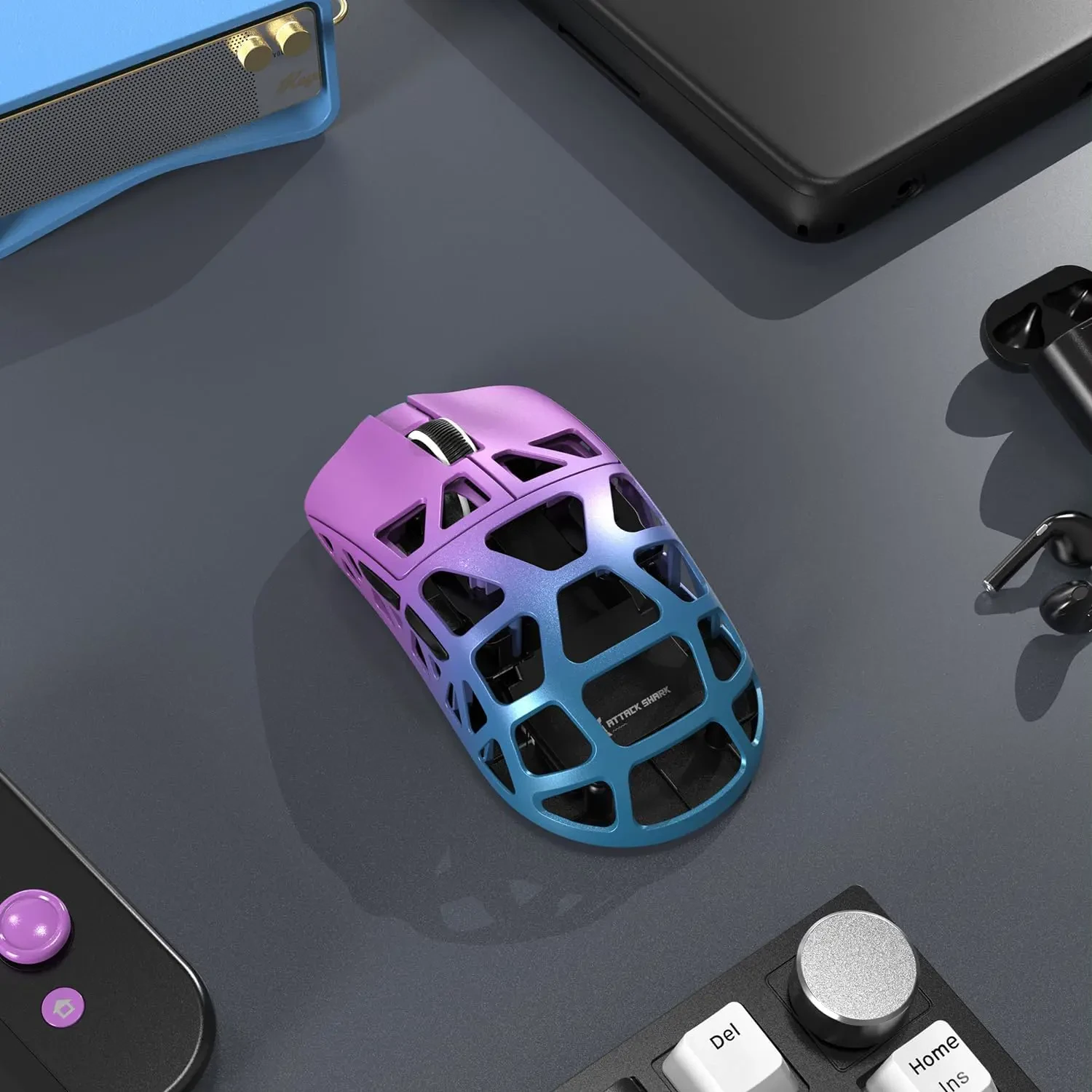 Attack Shark R3 46g Superlight Magnesium Alloy Wireless Gaming Mouse, BT/2.4Ghz/Wired Computer Mouse, 8000Hz Wireless Polling Rate, PAW3395 26K DPI Sensor, Programmable Mice, PC/Laptop/Mac (Purple Blue) - Image 7