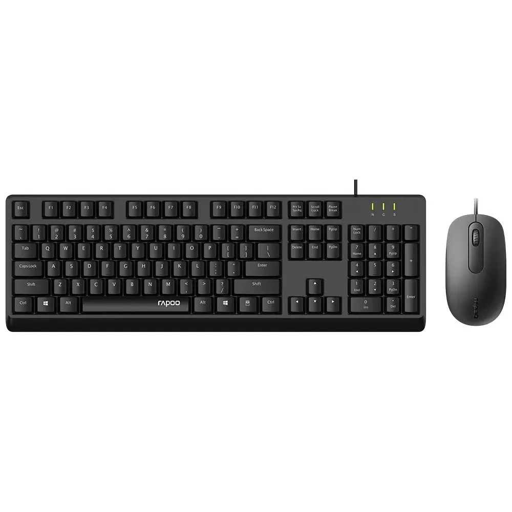 Rapoo X130 Pro Wired Optical Mouse & Keyboard Combo - Black