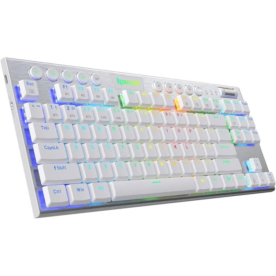 Redragon K621 Horus Pro TKL Wireless RGB Mechanical Gaming Keyboard, 5.0 BT/2.4 Ghz/Wired Three Modes 80% Ultra-Thin Low Profile BT Keyboard w/Dedicated Media Control & Linear Red Switches, White - Image 2