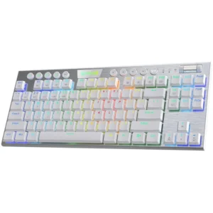 Redragon K621 Horus Pro TKL Wireless RGB Mechanical Gaming Keyboard, 5.0 BT/2.4 Ghz/Wired Three Modes 80% Ultra-Thin Low Profile BT Keyboard w/Dedicated Media Control & Linear Red Switches, White
