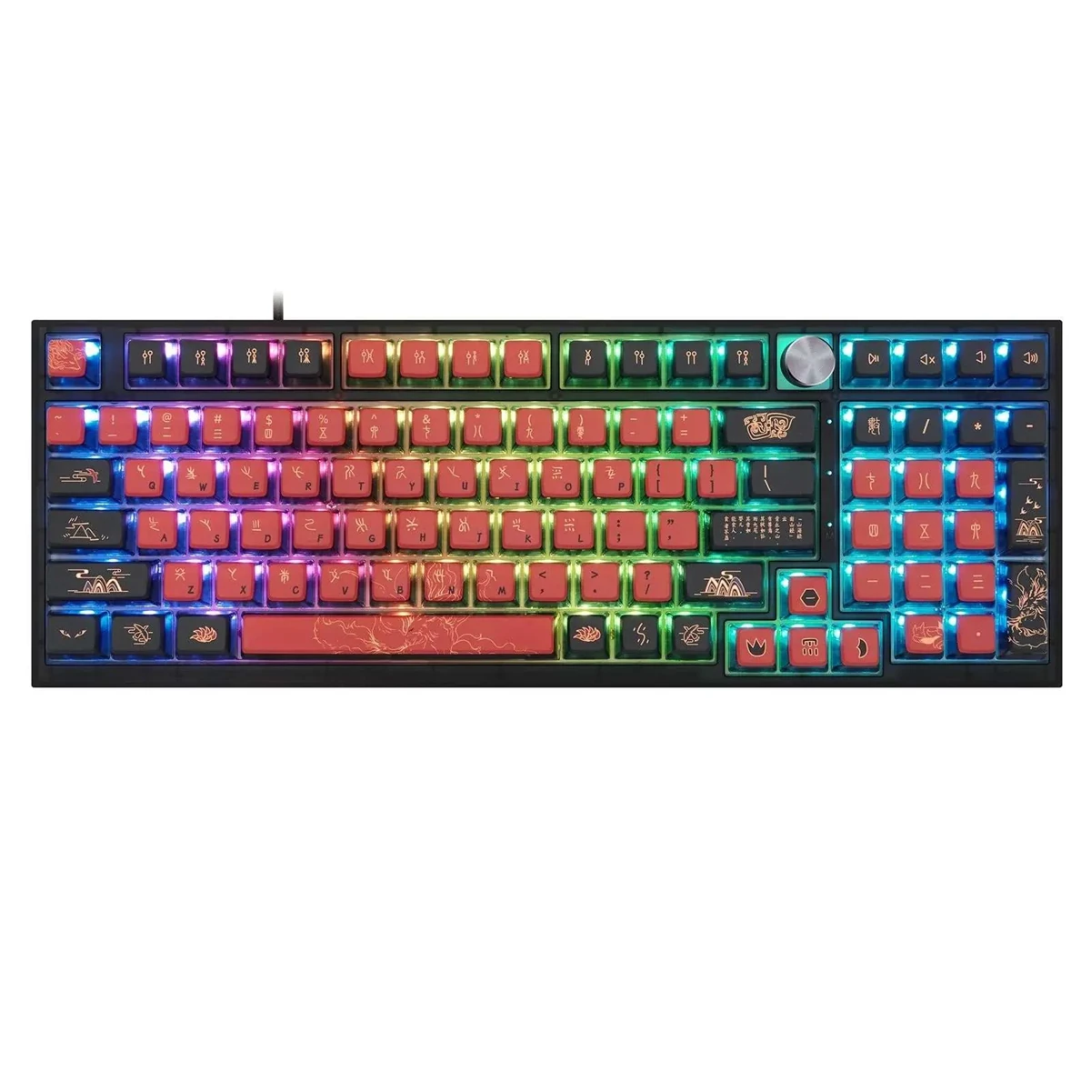 Skyloong GK980 98-Key Wireless RGB Backlit Mechanical Gaming Keyboard, Bluetooth/2.4GHz/USB-C, Knob Mechanical Keyboard for Win/Mac OS - Jiuwei