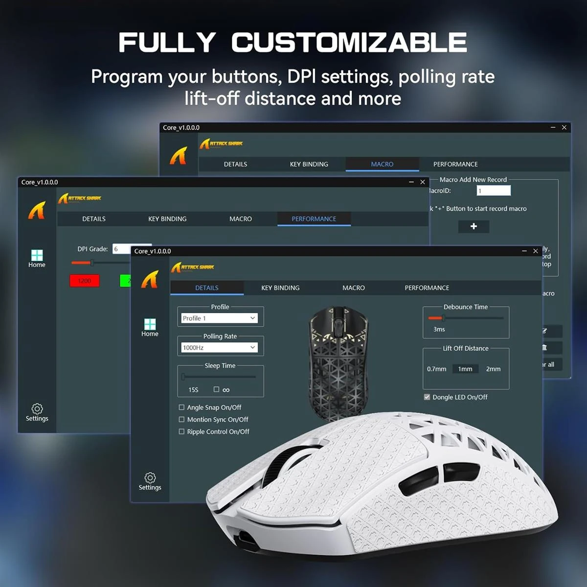 Attack Shark R5 Ultra 8K Carbon Fiber Wireless Gaming Mouse with 42,000 DPI - PAW3950 MAX Sensor, Nordic 52840 MCU Chip, 39g Ultra-Lightweight, Wired/BT/2.4GHz Wireless Programmable Mice Griptape for PC/Mac (White) - Image 7