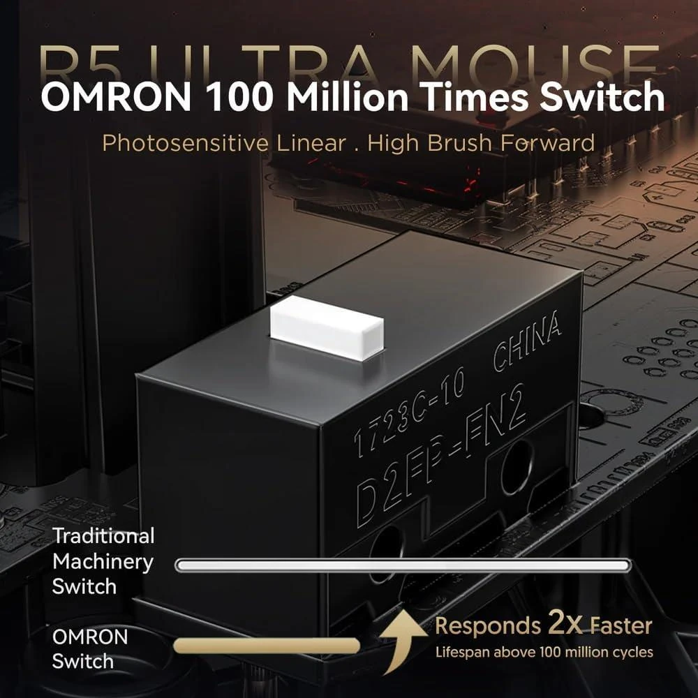 Attack Shark R5 Ultra 8K Carbon Fiber Wireless Gaming Mouse with 42,000 DPI - PAW3950 MAX Sensor, Nordic 52840 MCU Chip, 39g Ultra-Lightweight, Wired/BT/2.4GHz Wireless Programmable Mice Griptape for PC/Mac (Black) - Image 5