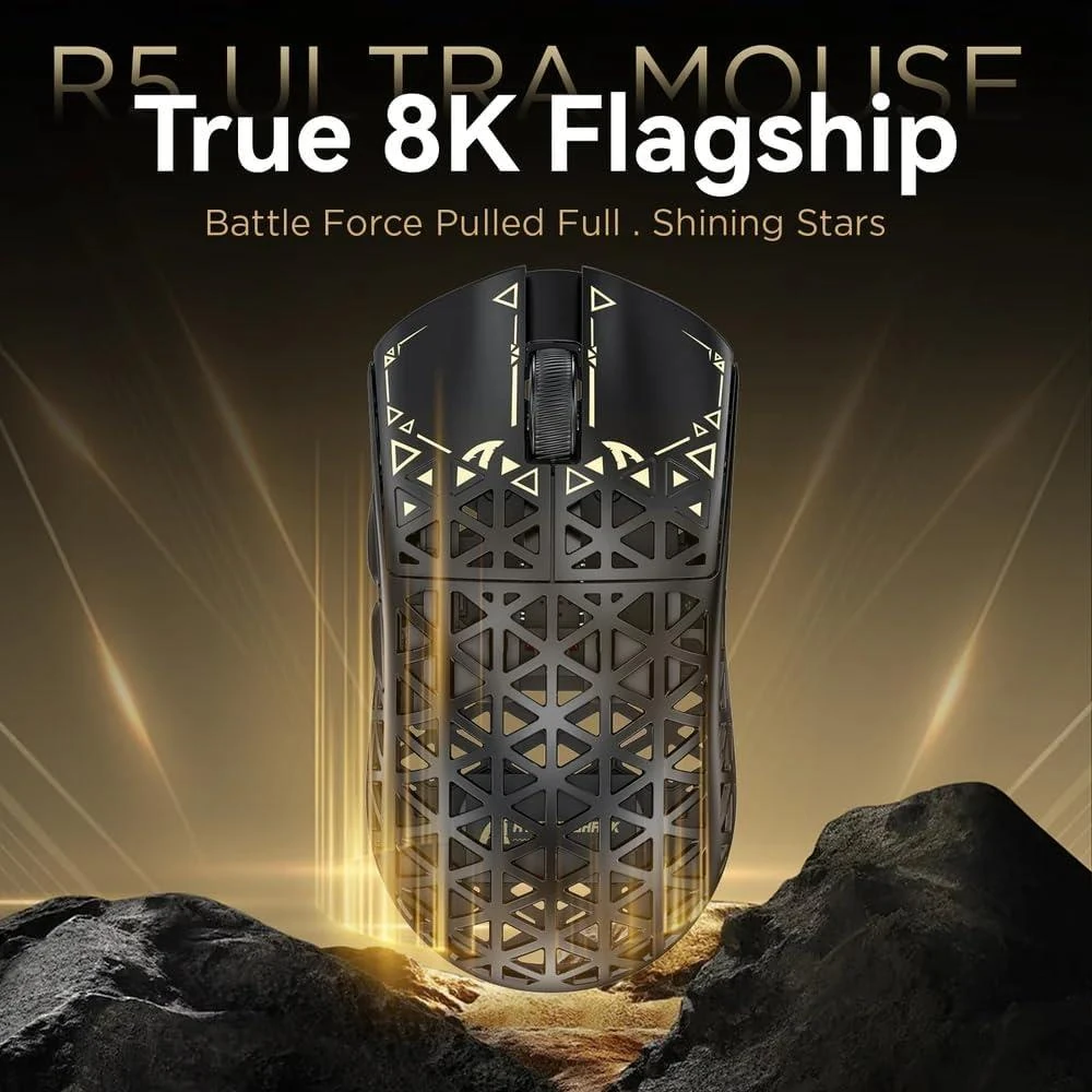 Attack Shark R5 Ultra 8K Carbon Fiber Wireless Gaming Mouse with 42,000 DPI - PAW3950 MAX Sensor, Nordic 52840 MCU Chip, 39g Ultra-Lightweight, Wired/BT/2.4GHz Wireless Programmable Mice Griptape for PC/Mac (Black) - Image 8