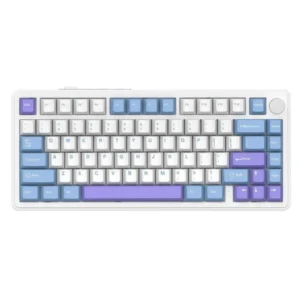 Attack Shark X85 Wireless Gaming Keyboard with Knob Hot Swappable 75% Mechanical Keyboard Bluetooth/2.4GHz/USB-C PBT Keycaps Gasket RGB for Win/PC/MAC (White Purple, Linear White Jade Switch)