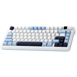 Sama Xinmeng M75 Pro Customized Mechanical Keyboard Tri-Mode Wireless Bluetooth Gasket Hot Swappable TFT Screen RGB for Win/Mac (White Sky Blue, Rocket Racoon Switch)