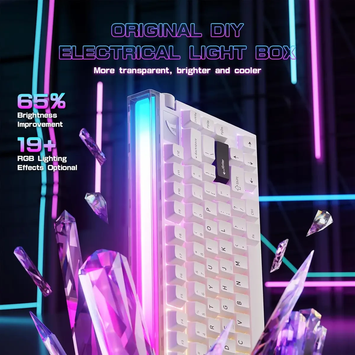 Attack Shark R85 HE Rapid Trigger Keyboard Magnetic Switch with Custom Lightbox, 75% Wired Mechanical Keyboard, 8KHz Polling Rate, 0.005mm RT Accuracy, Support RT/Snap Tap/DKS/MT/TGL (White) - Image 3