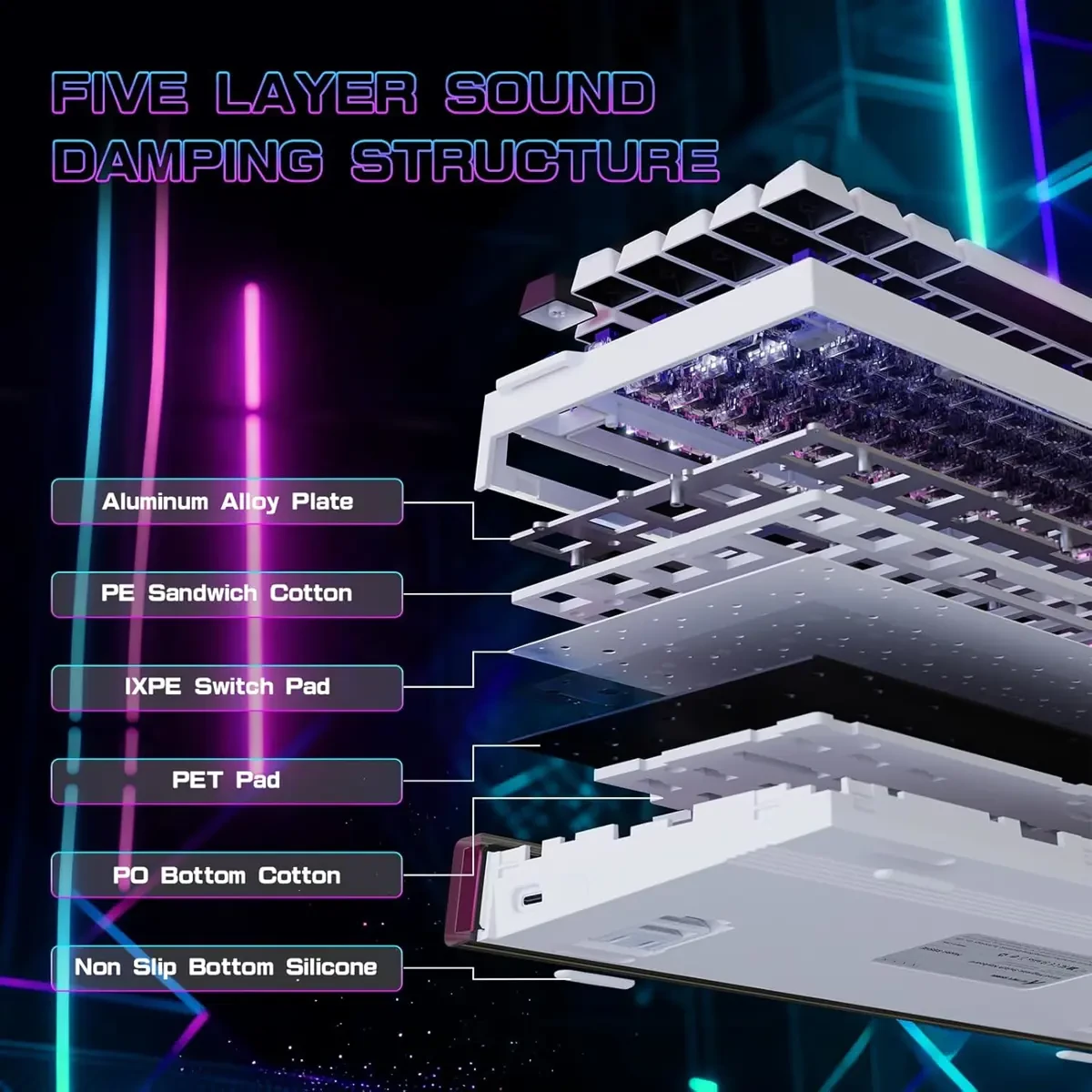 Attack Shark R85 HE Rapid Trigger Keyboard Magnetic Switch with Custom Lightbox, 75% Wired Mechanical Keyboard, 8KHz Polling Rate, 0.005mm RT Accuracy, Support RT/Snap Tap/DKS/MT/TGL (White) - Image 4