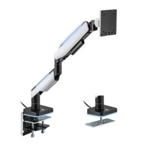MXG HMA-12R Single Heavy Duty RGB Gaming Monitor Arm - Matte White