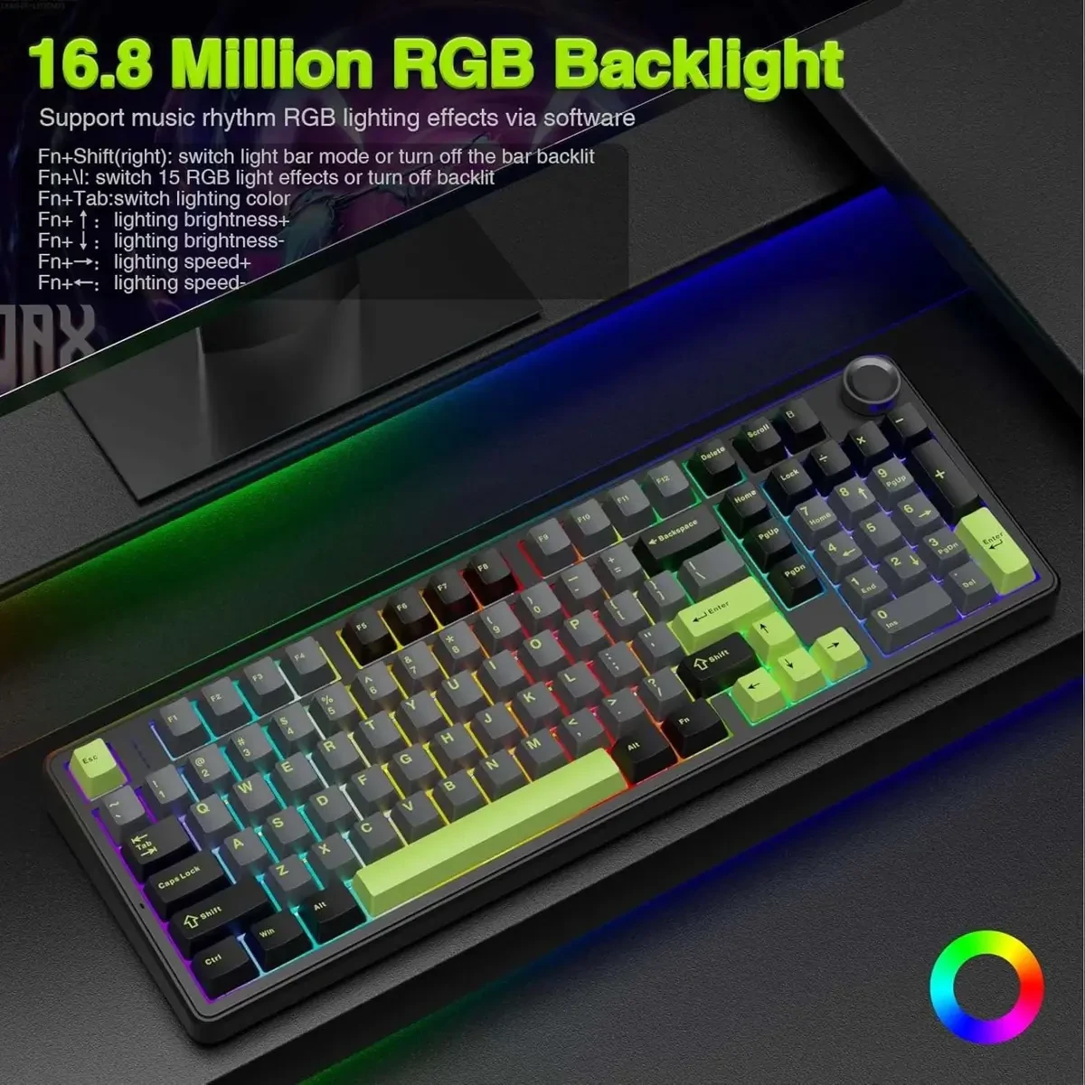 Aula F99 PRO Wireless Gaming Keyboard with 8000mAh Battery, Hot Swappable Creamy Keyboard, 2.4GHz/Type-C/BT5.0, NKRO, RGB Backlit for Win/Mac/Gaming (Thunder Black) - Image 7