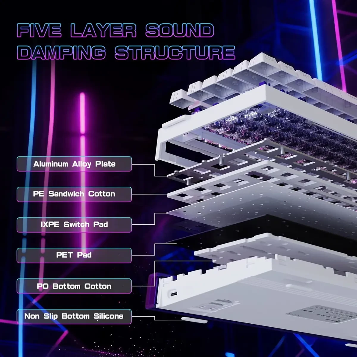 Attack Shark R85 HE Rapid Trigger Keyboard Magnetic Switch with Custom Lightbox, 75% Wired Mechanical Keyboard, 8KHz Polling Rate, 0.005mm RT Accuracy, Support RT/Snap Tap/DKS/MT/TGL (White Contour) - Image 8