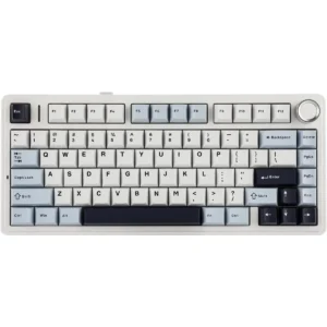 Epomaker x Aula F75 Gasket Mechanical Keyboard, 75% Wireless Hot Swappable Gaming Keyboard with Five-Layer Padding & Knob, Bluetooth/2.4GHz/USB-C, RGB (Light Blue, LEOBOG Ice Vein Switch)