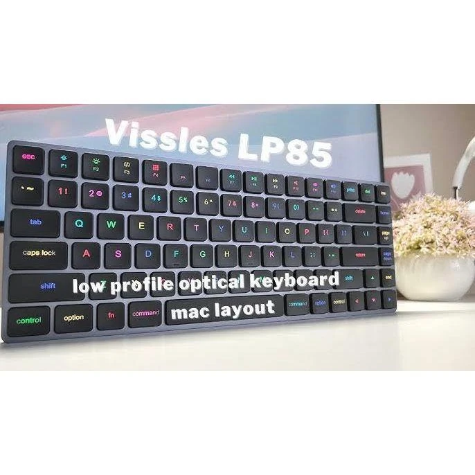 Vissles LP85 Ultra-Thin 75% Wireless Optical-Mechanical Keyboard - Black - Image 4