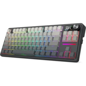 Redragon K743 Antonium Pro LCD 80% Gasket RGB Gaming Keyboard w/Hype 1.14’’ TFT Screen & Knob, 84 Keys Mechanical Keyboard, 5-Layer Noise Dampening, Hot-Swap South-Facing RGB Socket, Gradient Black PBT Keycaps