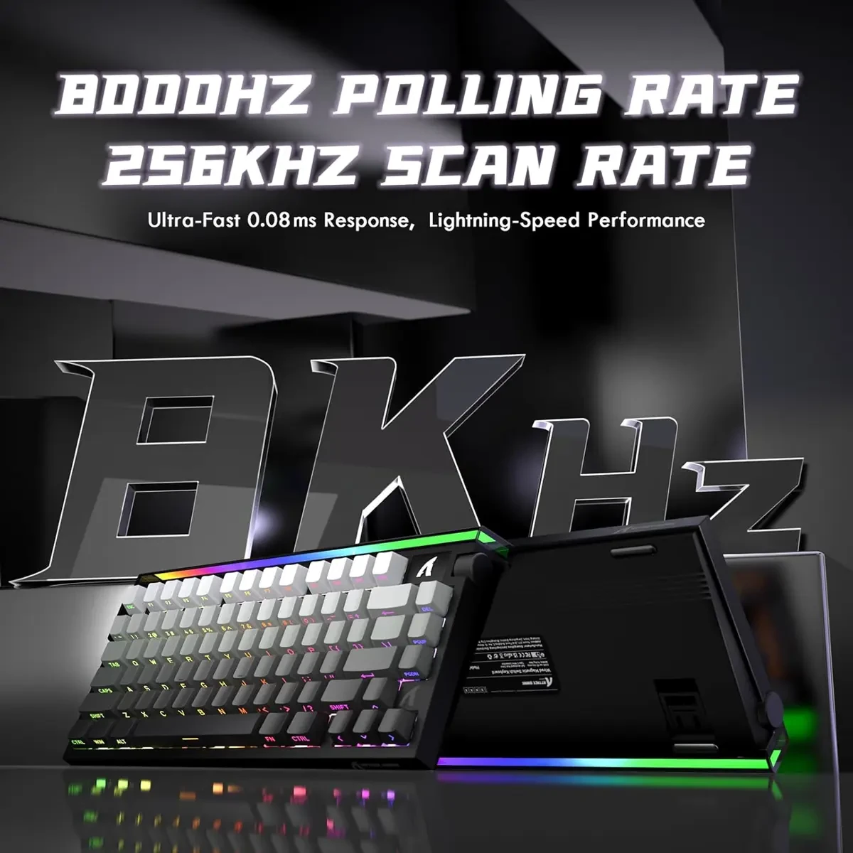 Attack Shark R85 HE Rapid Trigger Keyboard Magnetic Switch with Custom Lightbox, 75% Wired Mechanical Keyboard, 8KHz Polling Rate, 0.005mm RT Accuracy, Support RT/Snap Tap/DKS/MT/TGL (Grey Gradient) - Image 8