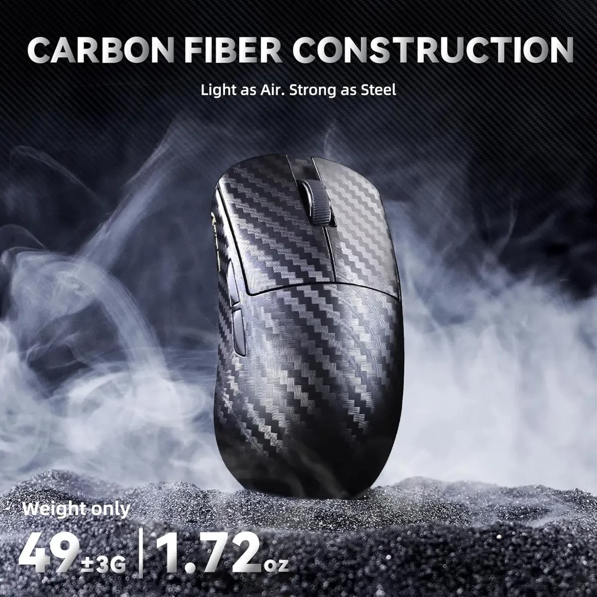 Attack Shark R11 Ultra 8K Carbon Fiber Wireless Gaming Mouse, PAW3950 MAX Sensor, 49g Ultra-Lightweight, Nordic 52840 MCU Chip, 42000 DPI, Wired/BT/2.4GHz Wireless Programmable Mouse for PC/Mac - Weave Black - Image 6