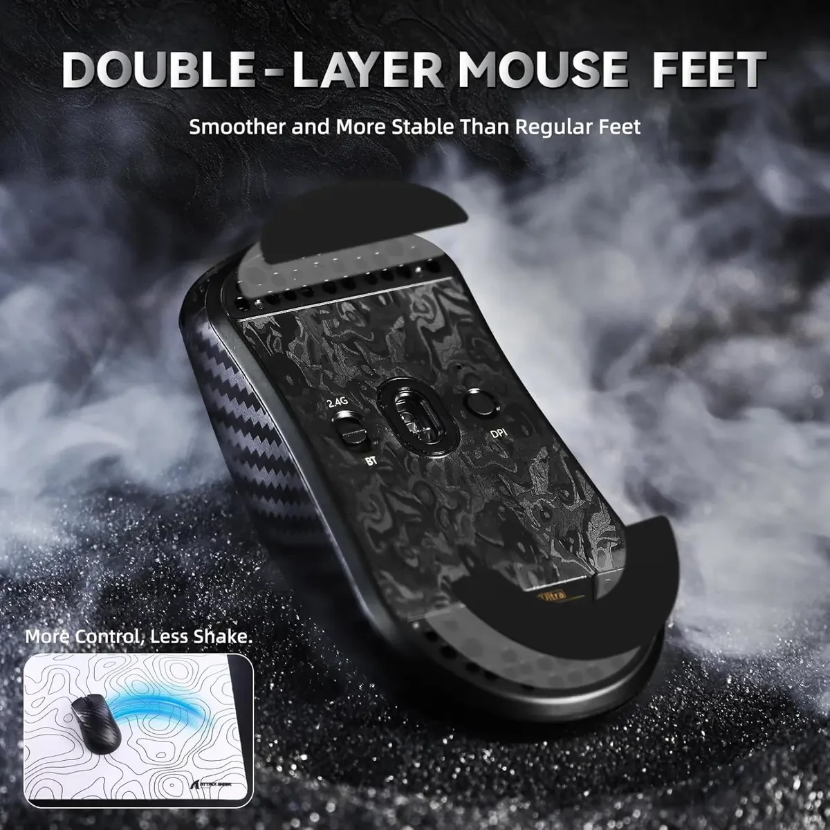 Attack Shark R11 Ultra 8K Carbon Fiber Wireless Gaming Mouse, PAW3950 MAX Sensor, 49g Ultra-Lightweight, Nordic 52840 MCU Chip, 42000 DPI, Wired/BT/2.4GHz Wireless Programmable Mouse for PC/Mac - Weave Black - Image 7