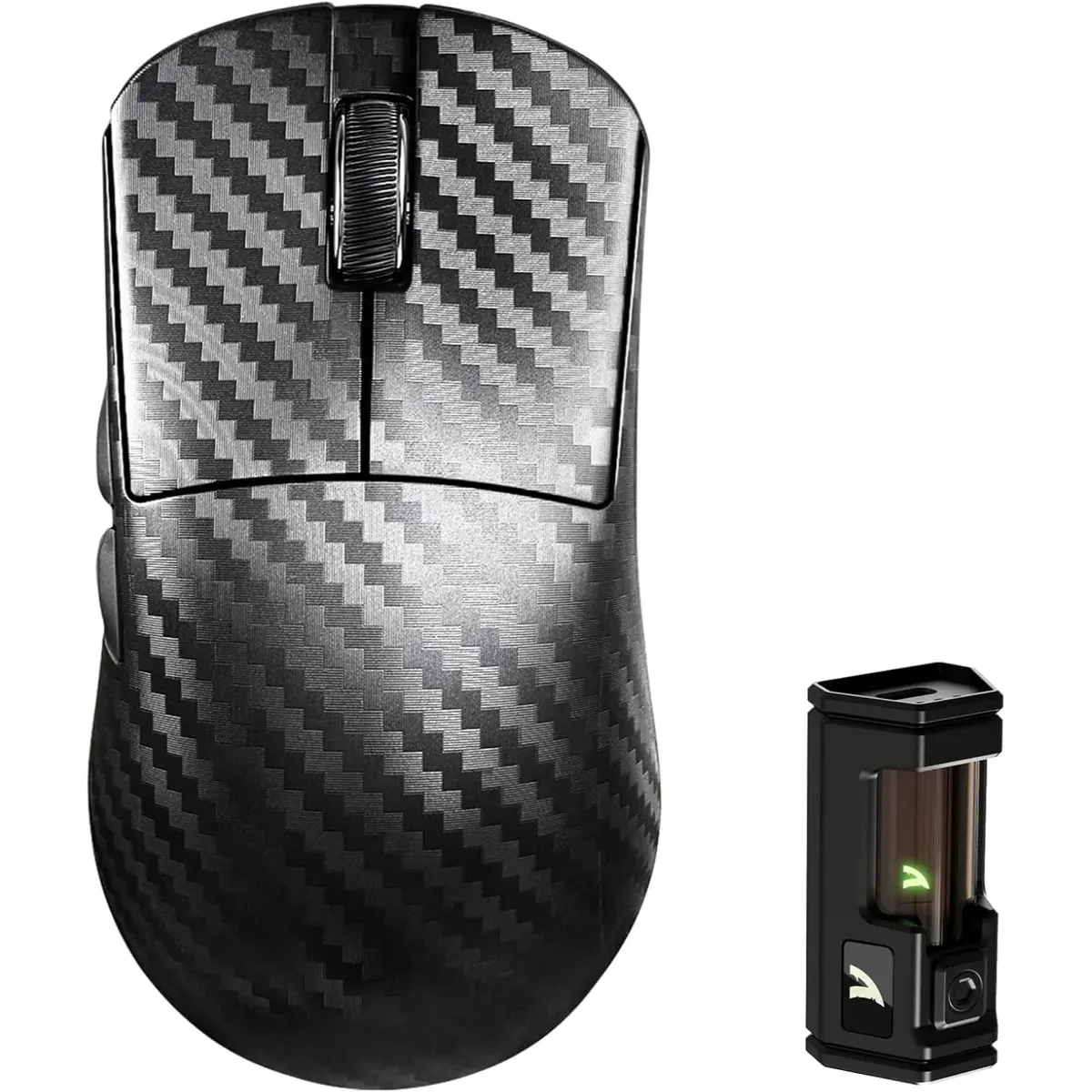 Attack Shark R11 Ultra 8K Carbon Fiber Wireless Gaming Mouse, PAW3950 MAX Sensor, 49g Ultra-Lightweight, Nordic 52840 MCU Chip, 42000 DPI, Wired/BT/2.4GHz Wireless Programmable Mouse for PC/Mac - Weave Black