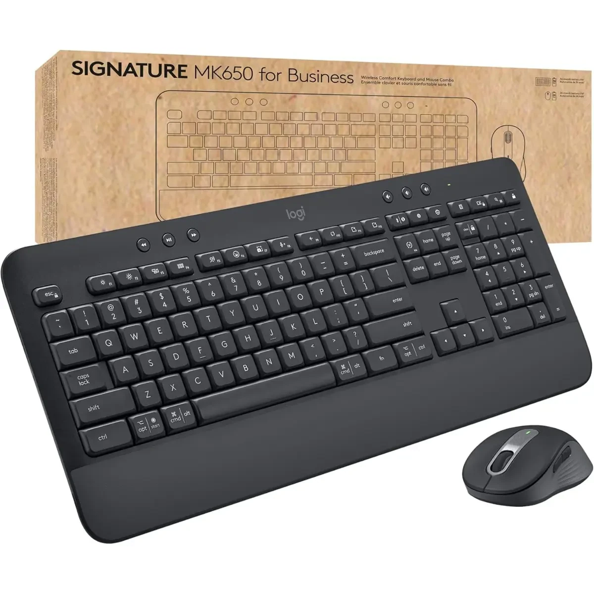 Logitech Signature MK650 Combo for Business, Wireless Mouse and Keyboard, Logi Bolt, Bluetooth, SmartWheel, Globally Certified, Windows/Mac/Chrome/Linux - Graphite