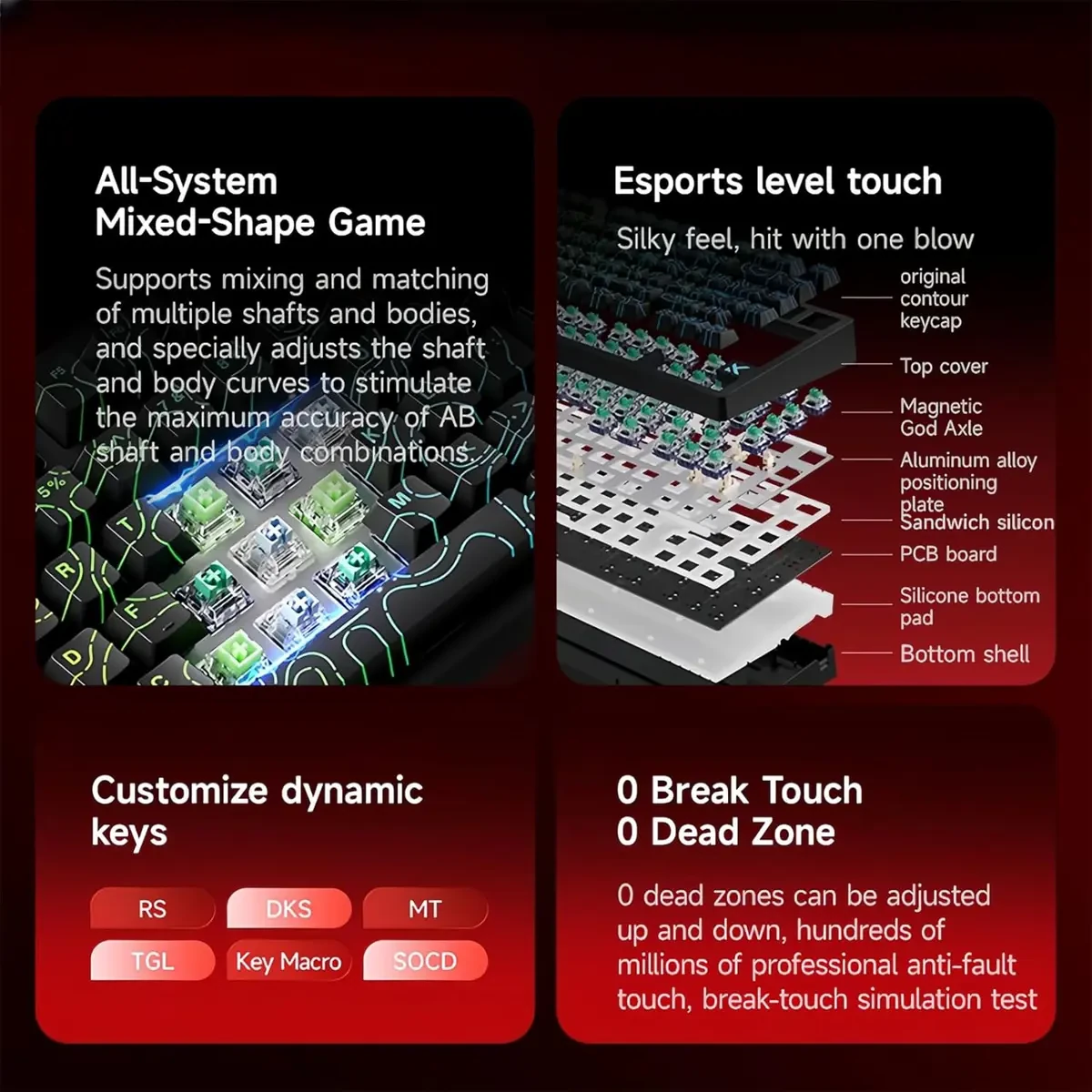 Mchose Jet 75 Rapid Trigger Gaming Keyboard, 75% Hall Effect Magnetic Switch Adjustable Actuation Wired Hyper-Fast Keyboard with RGB Transparent Keycaps 8K Hz Polling Rate for Mac/PC Game, Black Contour - Image 5