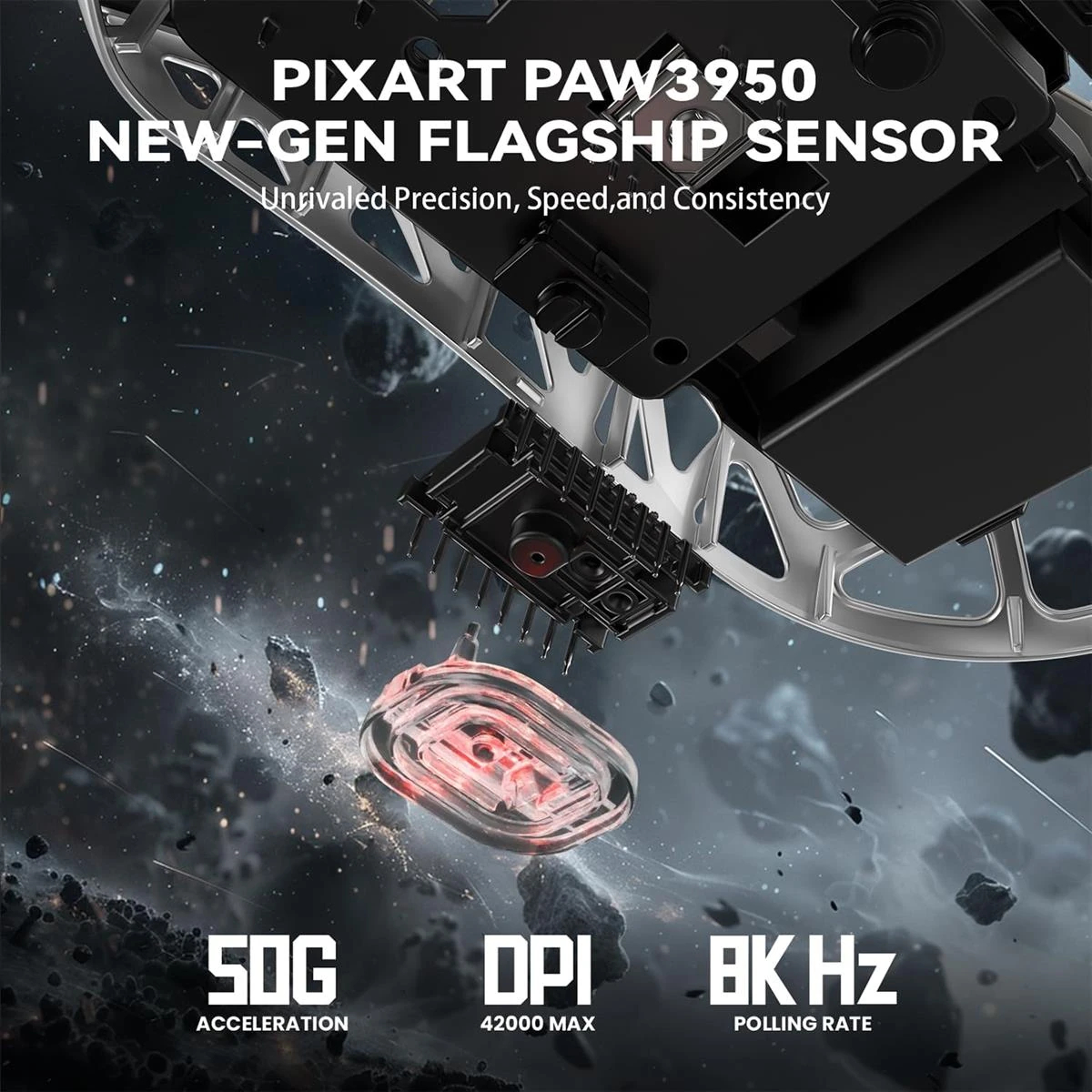 Attack Shark R2 Wireless Gaming Mouse, Superlight Magnesium Alloy, PAW3950 42000 DPI Optical Sensor, 8000Hz Polling Rate, 2.4G/BT/Wired Programmable Mice for Win Mac Gamer (White) - Image 4