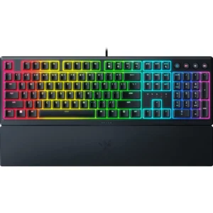 Razer Ornata V3 Gaming Keyboard: Low Profile Keys, Mecha Membrane Switches, UV Coated Keycaps, Backlit Media Keys, 10 Zone RGB Lighting, Spill Resistant, Magnetic Wrist Wrest, Snap Tap