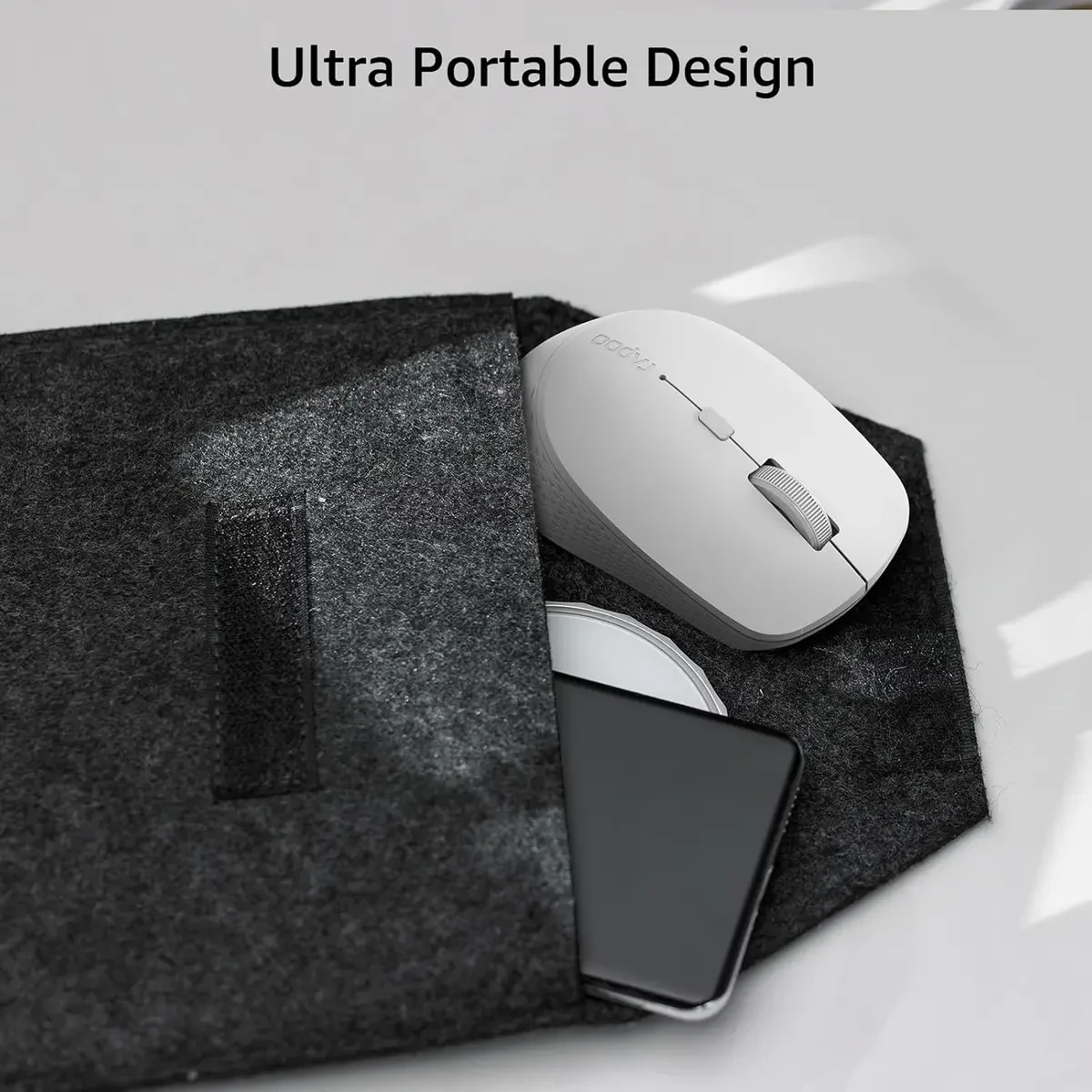 Rapoo M300 Silent Wireless Mouse, Bluetooth Mouse for Laptop, 2.4GHz with USB Receiver, 2400 Adjustable DPI Optical Tracking, 1 Year Battery Life, Compatible with PC, Light Grey - Image 6