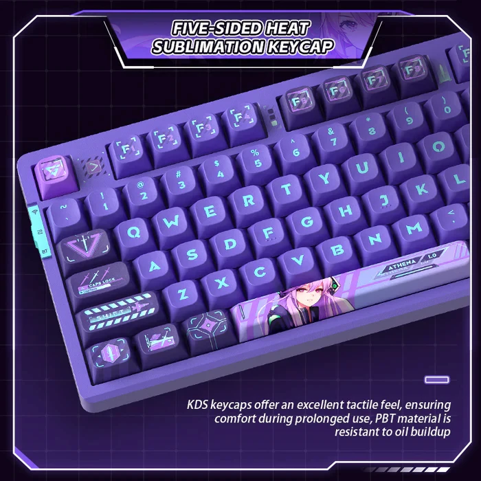 VGN V87 Pro Wireless Mechanical Gaming Keyboard, 87-Key 80% Gasket Hot Swappable Custom Keyboard, Pre-Lubed Linear Anya Switches, RGB Backlighting - Athena - Image 4