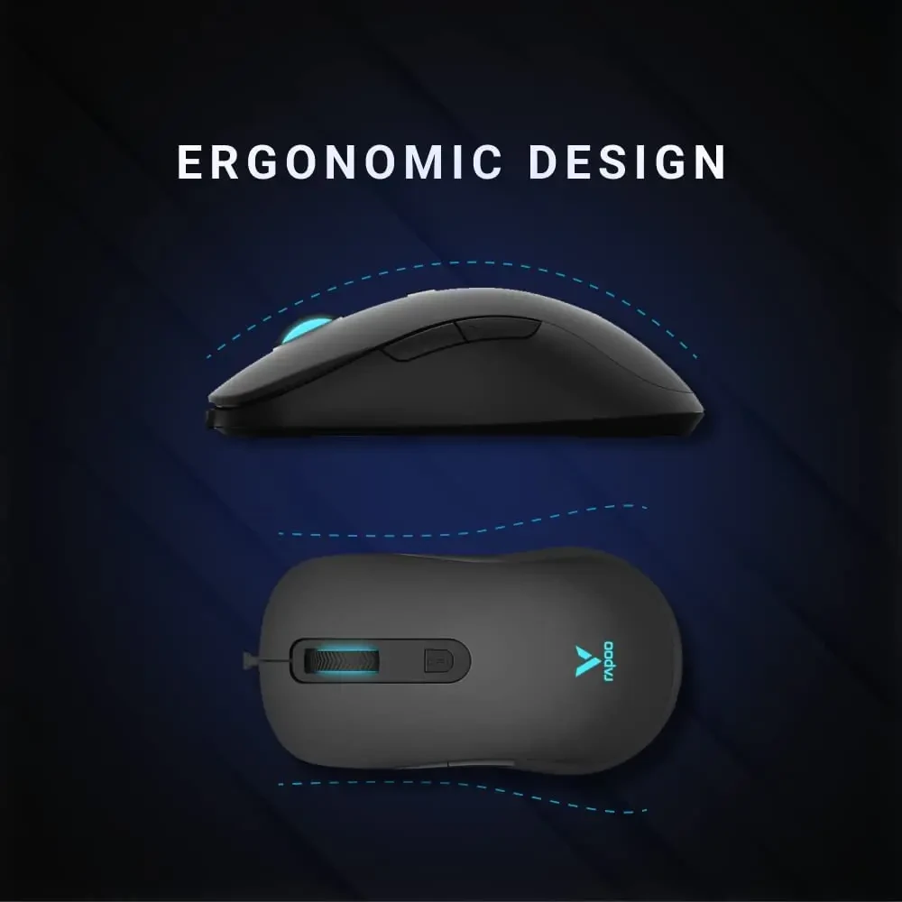 Rapoo V16 RGB Optical Gaming Wired Mouse, Ergonomic Design,Onboard Memory, 6 Programmable Buttons, 12800 Dpi, Customisable Drivers, Braided Cable, Easy Plug & Play Connectivity - Image 4