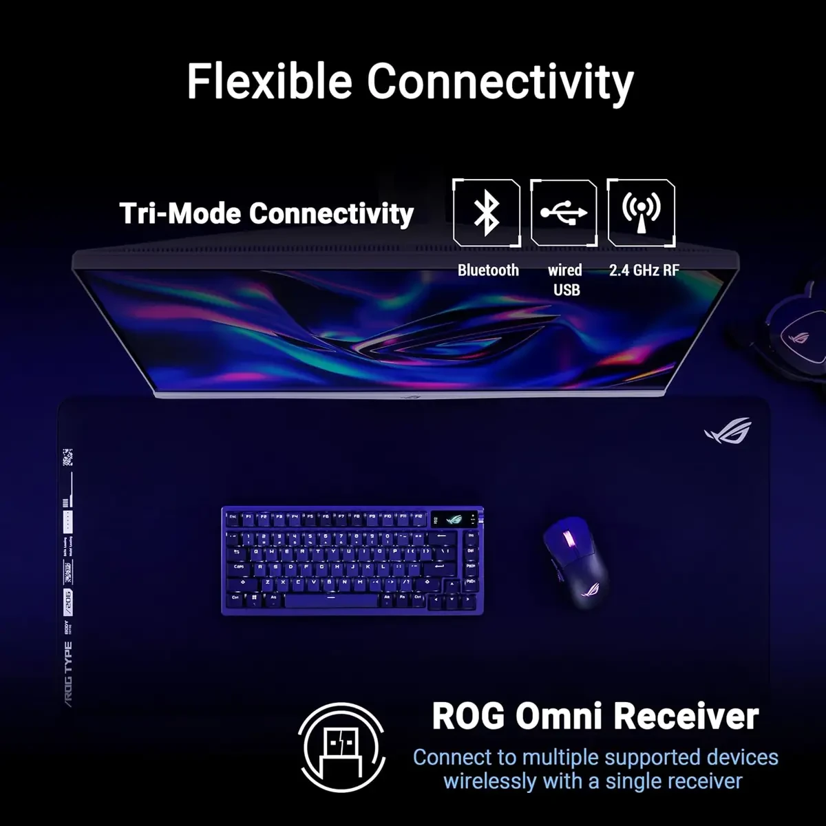 Asus Rog Keris II Origin Wireless Gaming Mouse – Right-Handed Ergonomic, 65g, Tri-Mode Connectivity, 42K DPI, up to 127Hr Battery, Web-Based Configuration, PC/Mac Support - Black - Image 3