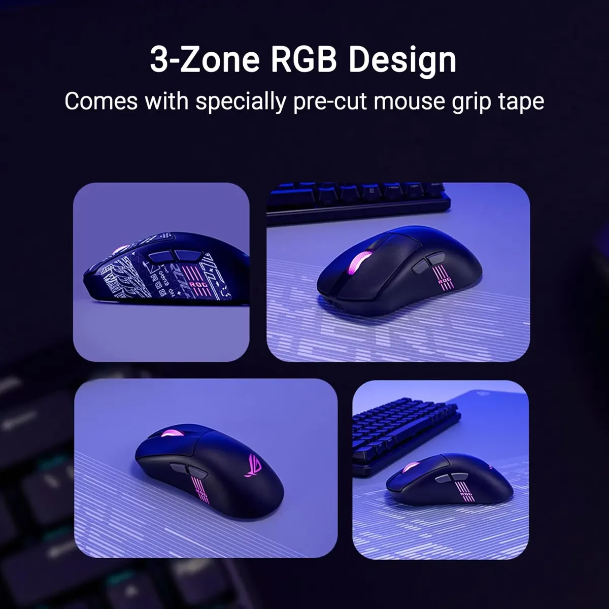 Asus Rog Keris II Origin Wireless Gaming Mouse – Right-Handed Ergonomic, 65g, Tri-Mode Connectivity, 42K DPI, up to 127Hr Battery, Web-Based Configuration, PC/Mac Support - Black - Image 4