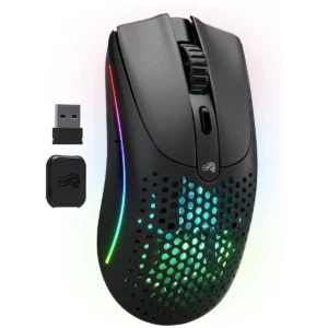 Glorious Gaming Model O 2 Wireless Gaming Mouse - Hybrid 2.4GHz & Bluetooth Wireless, 68g Superlight, Long Battery Life, 26k BAMF 2.0 Sensor, RGB, Ambidextrous, 6 Buttons, PTFE Feet - Black