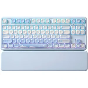 Yunzii B87 Wireless Mechanical Keyboard, QMK/VIA Programmable ,TKL Layout 87 Keys, BT/2.4G/USB-C, Hot Swap Gasket Mount RGB Backlit Gaming with Wrist Rest for Win/Mac (Blue, Milk V2)