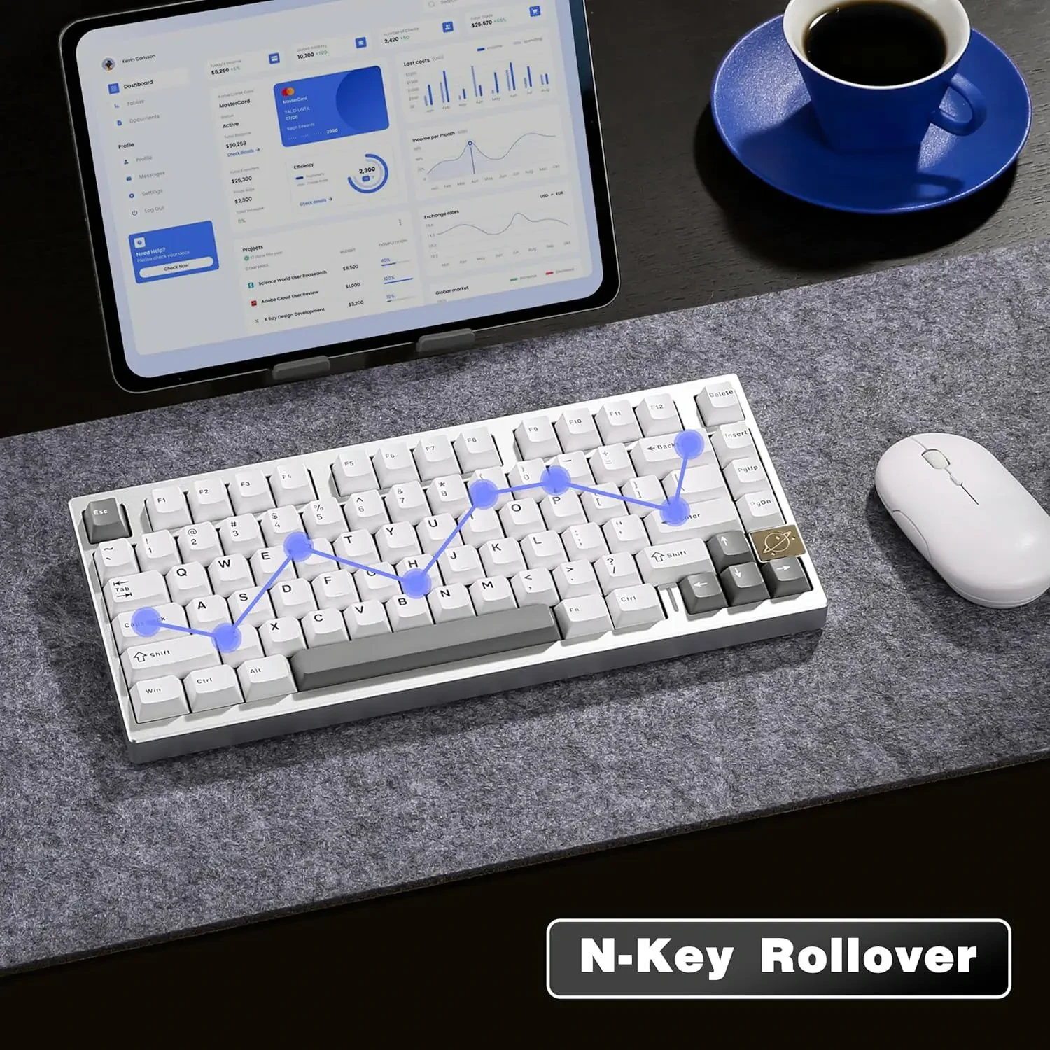 Yunzii AL75 Wireless Mechanical Gaming Keyboard, Full Aluminum CNC, 75% Layout, BT/2.4G/Wired, Hot Swap, Linear Switch, TKL Gasket, RGB Backlight, Programmable for Mac/Win (Silver, Cocoa Cream V2) - Image 6