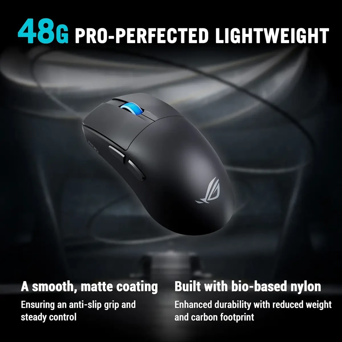 Asus Rog Harpe II Ace Wireless Esports Gaming Mouse – 2025, Pro-Tested, Right-Handed, 48g Lightweight, Tri-Mode Connectivity, 42K DPI, 8K Polling, 101Hr Battery, Web-Based Tool, PC/Mac Support - Black - Image 2
