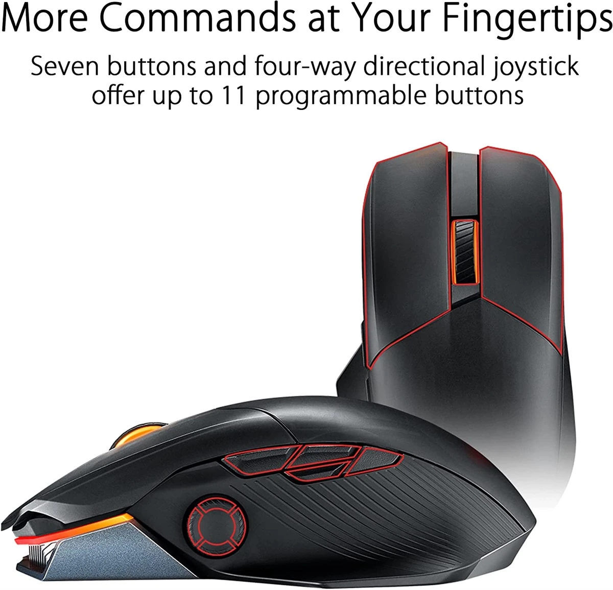 ASUS ROG Chakram X Origin Wireless Gaming Mouse, Tri-Mode connectivity (2.4GHz RF, Bluetooth, Wired), 36000 DPI Sensor, 11 Programmable Buttons, Detachable Joystick, Paracord Cable, Black - Image 3