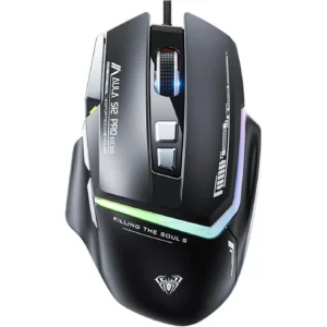 Aula Mountain S12Pro Wired Gaming Mouse, 12800 DPI Optical Gamer Mouse with RGB Backlit, 8 Programmable Buttons, Software Supports DIY Keybinds Rapid Fire Button (Black)
