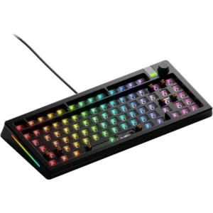 Glorious GMMK 3 Pro 75% Barebones Custom Keyboard Kit w/Knob, Custom Modular Aluminum Body & Gasket System, Hotswappable Keyboard, Sound Dampening Foam, Aluminum Switch Plate - Black (Box Open)