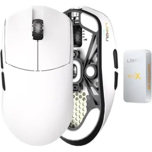 Lamzu Maya X Wireless Gaming Mouse, Ultra Lightweight 47g, Optical Switch, Maximum 30000 DPI, Symmetrical, MCU Nordic 52840, Dust-Proof Encoder, PAW3950 Sensor (White)