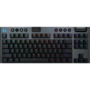 Logitech G915 X Lightspeed TKL Wireless Mechanical Gaming Keyboard, Double-Shot PBT Keycaps, Fully Programmable Keys, RGB Backlit Mac/PC Gaming Keyboards, Aluminum Finish, GL Clicky Switches, Black