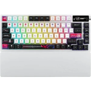 Asus Rog Azoth X Wireless Mechanical Gaming Keyboard – 75% TKL, Tri-Mode Connectivity, Hot Swappable Pre-lubed ROG NX V2 Snow Linear Switches, South-Facing PCB, PBT Keycaps, PC/Mac Support - White