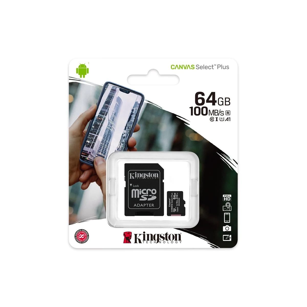 Kingston Canvas Select Plus 64GB microSDHC Card - Up to 100MB/s, A1 Class10 UHS-I, with Adapter, microSD Memory Card - Image 3