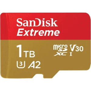 SanDisk 1TB Extreme microSDXC UHS-I Memory Card with Adapter - Up to 190MB/s, C10, U3, V30, 4K, 5K, A2, Micro SD Card