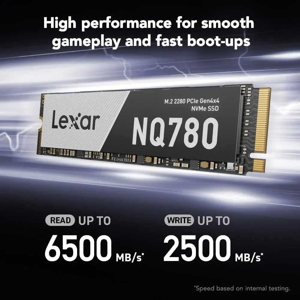 Lexar NQ780 1TB SSD PCIe Gen4 NVMe M.2 2280 Internal Solid State Drive, Up to 6500/2500 MB/s Read/Write, Compatible with PS5, for Gamers and Creators - Image 2
