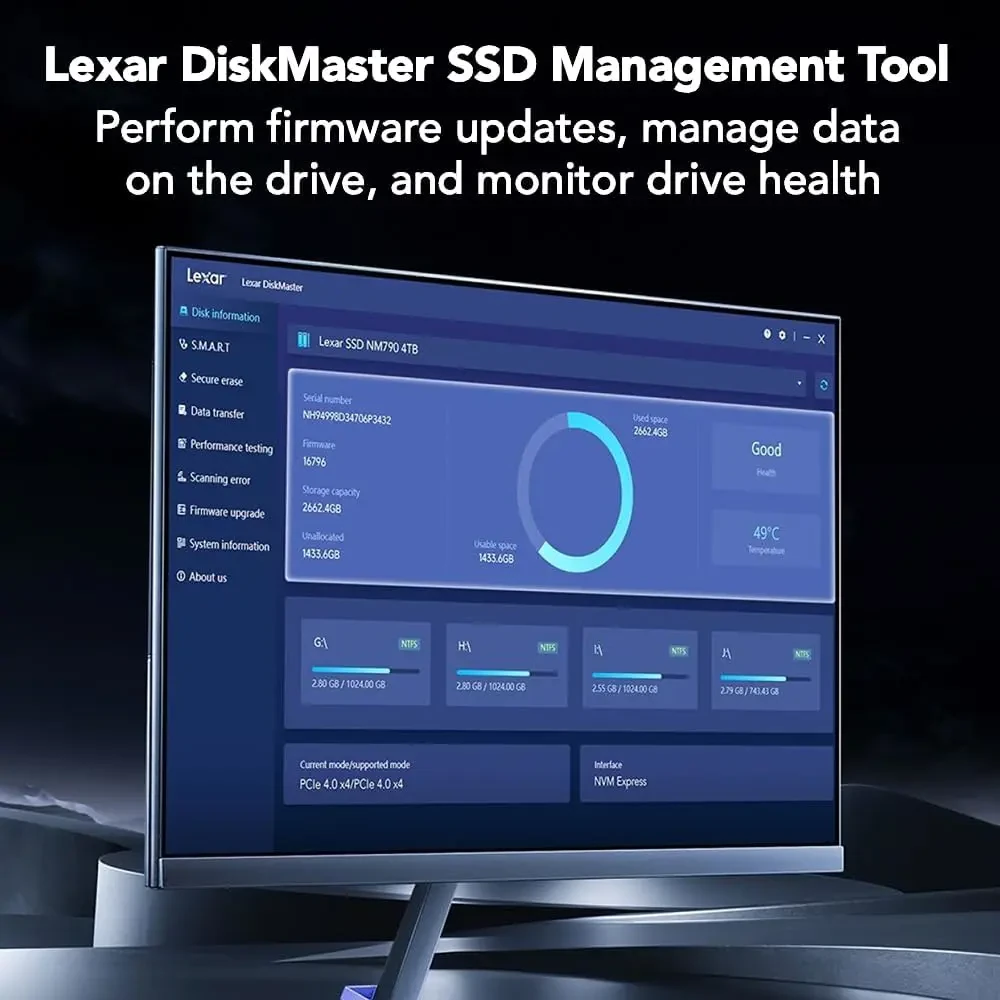 Lexar NQ780 1TB SSD PCIe Gen4 NVMe M.2 2280 Internal Solid State Drive, Up to 6500/2500 MB/s Read/Write, Compatible with PS5, for Gamers and Creators - Image 3
